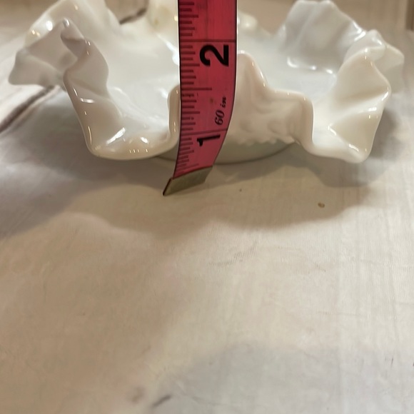 Vintage Fenton hobnob milk glass bowl double crimp - Picture 6 of 6